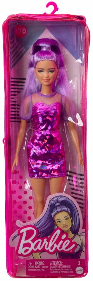 BARBIE FASHIONISTA DOLL #178 PURPLE MONOCHROME DRESS 1 BARBIE FASHIONISTA DOLL #178 PURPLE MONOCHROME DRESS