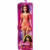 BARBIE FASHIONISTA DOLL #182 ORANGE FLORAL PRINT DRESS