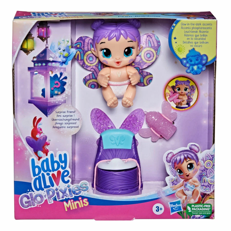 BABY ALIVE GLO PIXIES MINIS PLUM RAINBOW 1 BABY ALIVE GLO PIXIES MINIS PLUM RAINBOW
