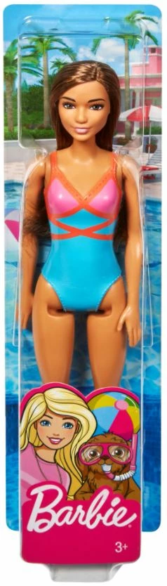 BARBIE BEACH DOLL BLUE/PINK/ORANGE SWIMSUIT